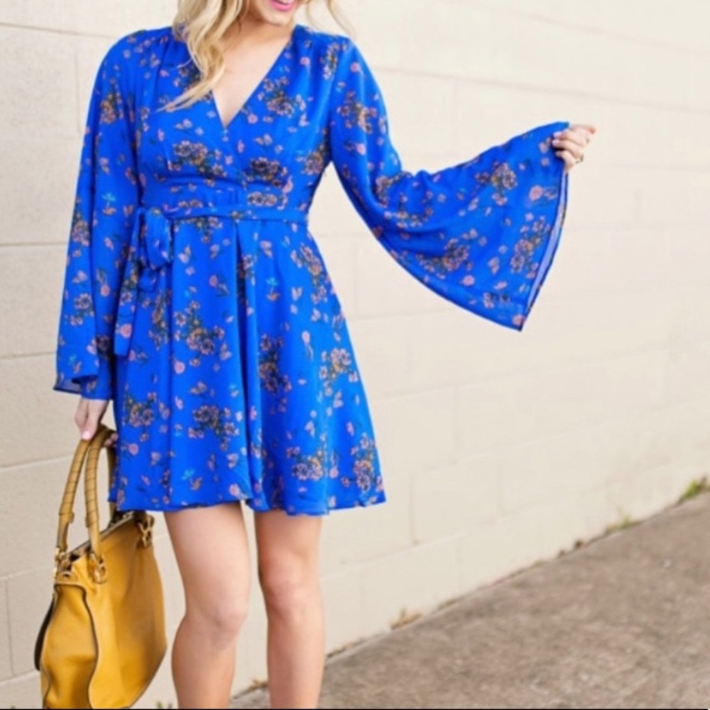 Free People Cobalt Blue Chiffon Dress